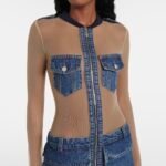 COPERNI Illusion Tulle and Denim Minidress