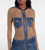 COPERNI Illusion Tulle and Denim Minidress