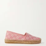 GUCCI Pink GG Canvas and Leather Espadrilles
