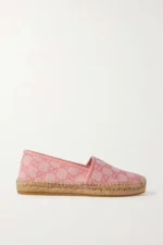 GUCCI Pink GG Canvas and Leather Espadrilles